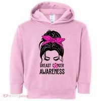 Breast Cancer Awareness Hair Bun Pink Ribbon Toddler Hoodie thumb 0