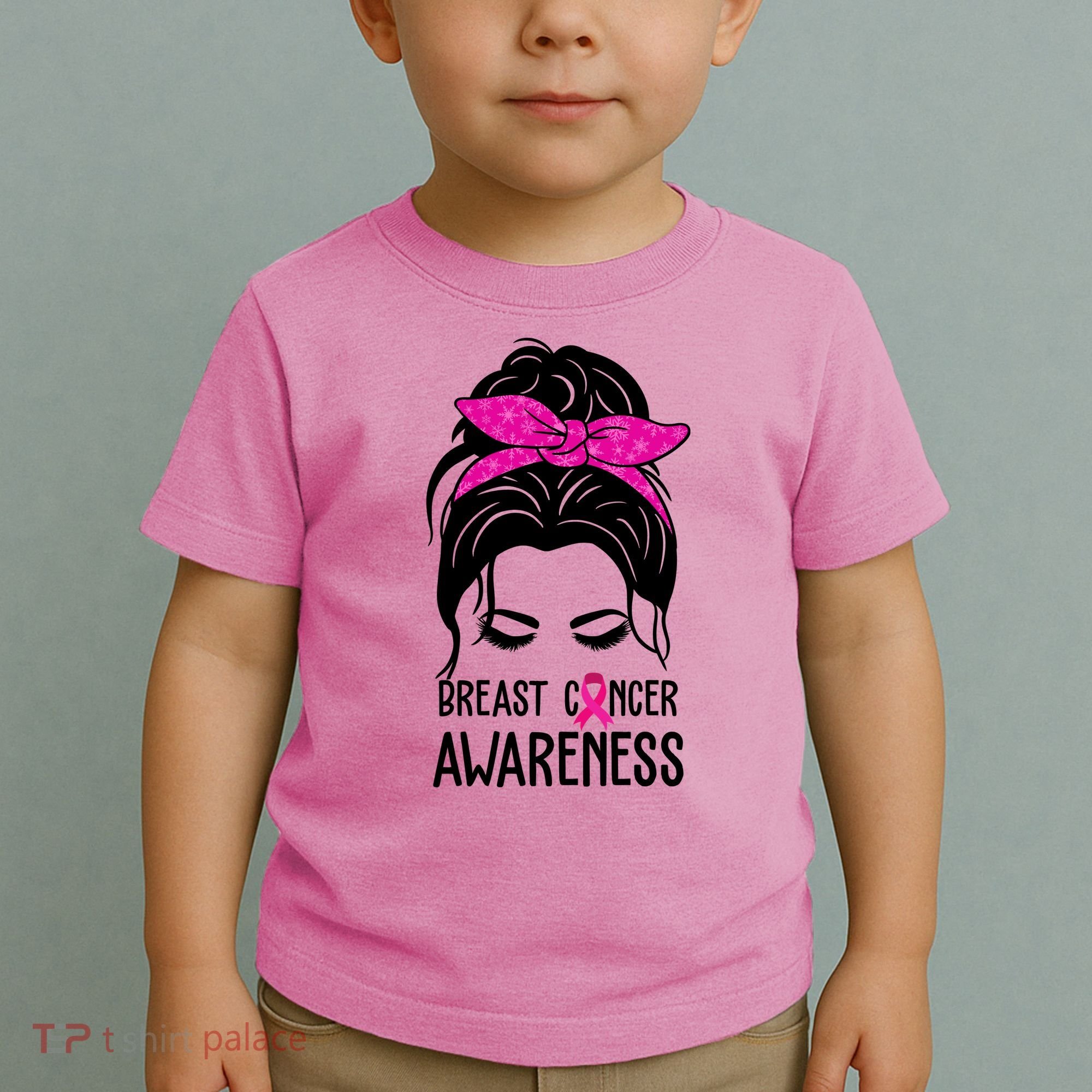 Breast Cancer Awareness Hair Bun Pink Ribbon Toddler T-Shirt