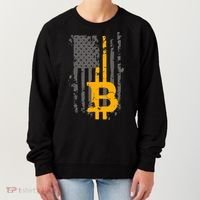 Bitcoin Crypto American Flag Gold Thin Line Women's Sweatshirt thumb 0