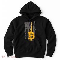 Bitcoin Crypto American Flag Gold Thin Line Hoodie thumb 0