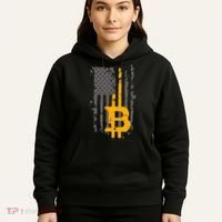 Bitcoin Crypto American Flag Gold Thin Line Hoodie thumb 5