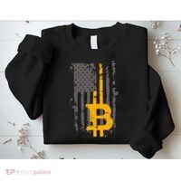 Bitcoin Crypto American Flag Gold Thin Line Sweatshirt thumb 2