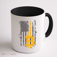 Bitcoin Crypto American Flag Gold Thin Line Coffee Mug thumb 1