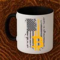 Bitcoin Crypto American Flag Gold Thin Line Coffee Mug thumb 2