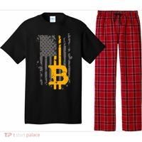 Bitcoin Crypto American Flag Gold Thin Line Pajama Set thumb 0