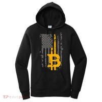 Bitcoin Crypto American Flag Gold Thin Line Women's Hoodie thumb 0