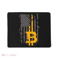 Bitcoin Crypto American Flag Gold Thin Line Mousepad thumb 0