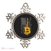 Bitcoin Crypto American Flag Gold Thin Line Ornament thumb 0