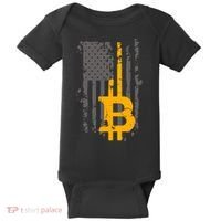 Bitcoin Crypto American Flag Gold Thin Line Baby Bodysuit thumb 0