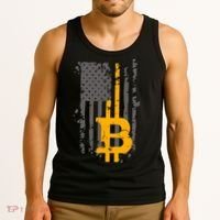 Bitcoin Crypto American Flag Gold Thin Line Tank Top thumb 3