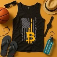 Bitcoin Crypto American Flag Gold Thin Line Tank Top thumb 4