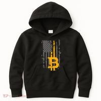 Bitcoin Crypto American Flag Gold Thin Line Kids Hoodie thumb 0