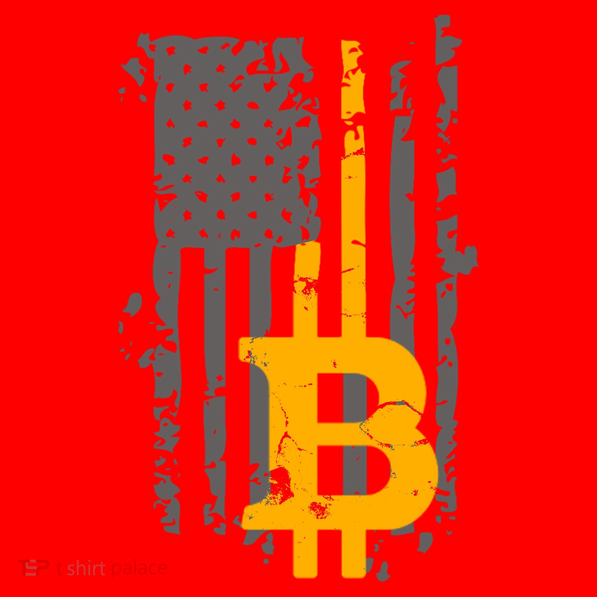 Bitcoin Crypto American Flag Gold Thin Line Santa Hat