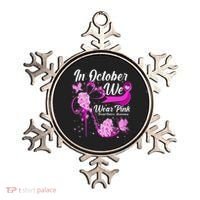 Breast Cancer Awareness In October We Wear Pink Flower High Heels Ornament thumb 0