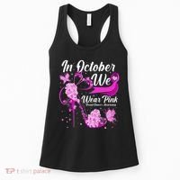 Breast Cancer Awareness In October We Wear Pink Flower High Heels Women's Tank Top thumb 0
