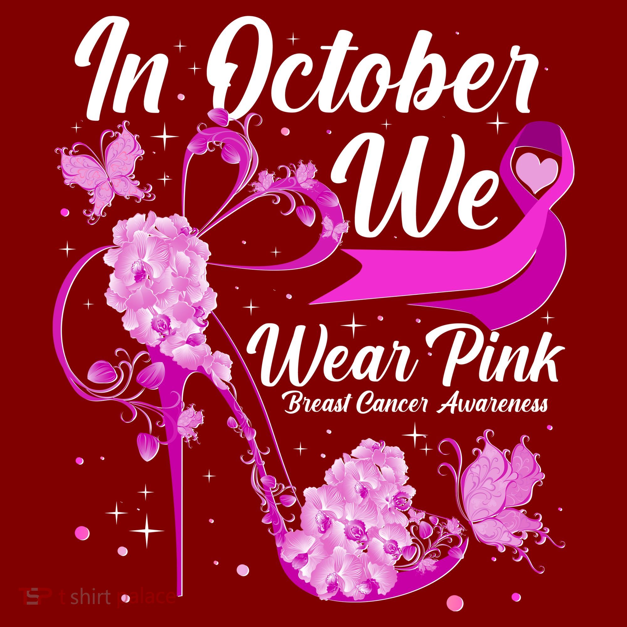 Breast Cancer Awareness In October We Wear Pink Flower High Heels Sweatshirt