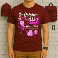 Breast Cancer Awareness In October We Wear Pink Flower High Heels T-Shirt thumb 6