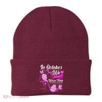 Breast Cancer Awareness In October We Wear Pink Flower High Heels Beanie thumb 0