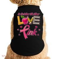Breast Cancer Awareness In October We Wear Pink Teacher Love Doggie Tank thumb 0