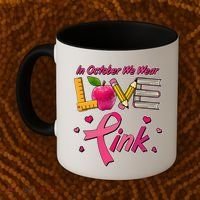 Breast Cancer Awareness In October We Wear Pink Teacher Love Coffee Mug thumb 2
