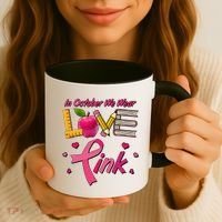 Breast Cancer Awareness In October We Wear Pink Teacher Love Coffee Mug thumb 3