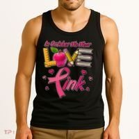 Breast Cancer Awareness In October We Wear Pink Teacher Love Tank Top thumb 3