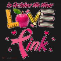 Breast Cancer Awareness In October We Wear Pink Teacher Love Kids Sweatshirt thumb 2