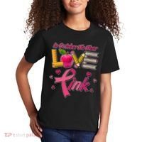 Breast Cancer Awareness In October We Wear Pink Teacher Love Kids T-Shirt thumb 2