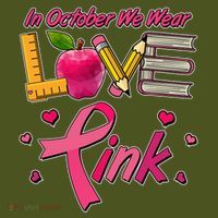 Breast Cancer Awareness In October We Wear Pink Teacher Love Long Sleeve Shirt thumb 2