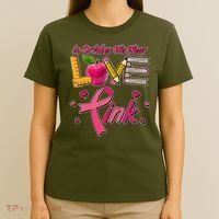 Breast Cancer Awareness In October We Wear Pink Teacher Love T-Shirt thumb 4