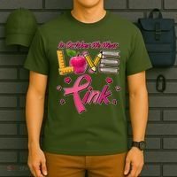 Breast Cancer Awareness In October We Wear Pink Teacher Love T-Shirt thumb 6