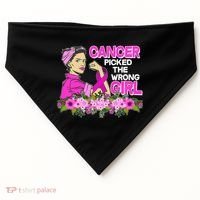 Breast Cancer Awareness Cancer Picked The Wrong Girl Warrior USA-Made Doggie Bandana thumb 0