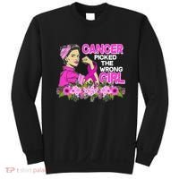 Breast Cancer Awareness Cancer Picked The Wrong Girl Warrior Sweatshirt thumb 0