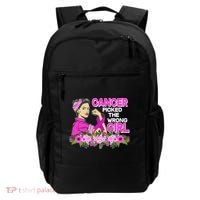 Breast Cancer Awareness Cancer Picked The Wrong Girl Warrior Backpack thumb 0