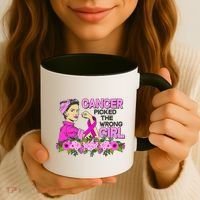 Breast Cancer Awareness Cancer Picked The Wrong Girl Warrior Coffee Mug thumb 3