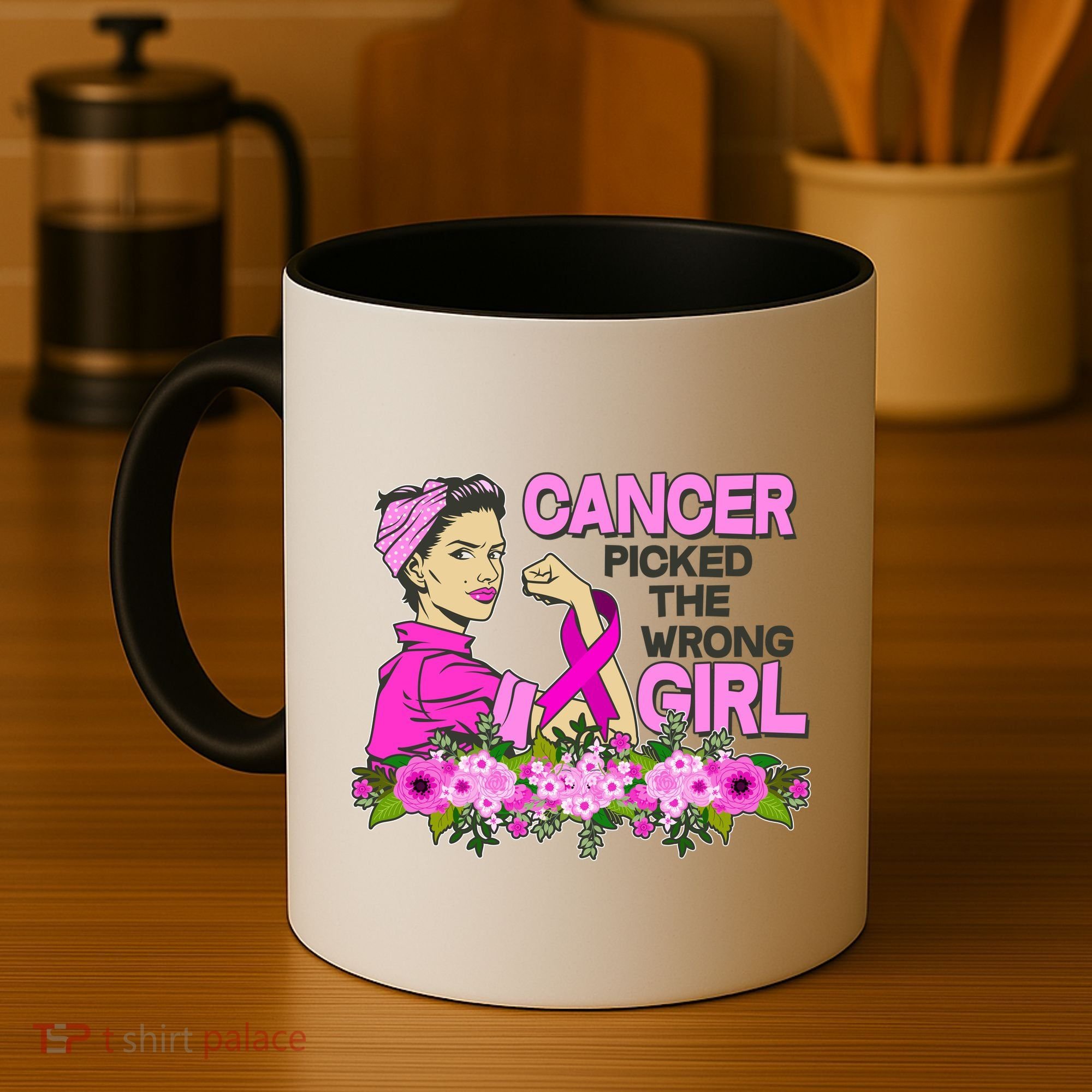 Breast Cancer Awareness Cancer Picked The Wrong Girl Warrior Coffee Mug
