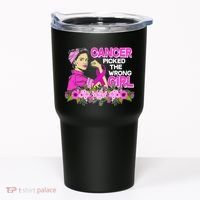 Breast Cancer Awareness Cancer Picked The Wrong Girl Warrior Tumbler thumb 0