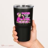 Breast Cancer Awareness Cancer Picked The Wrong Girl Warrior Tumbler thumb 2