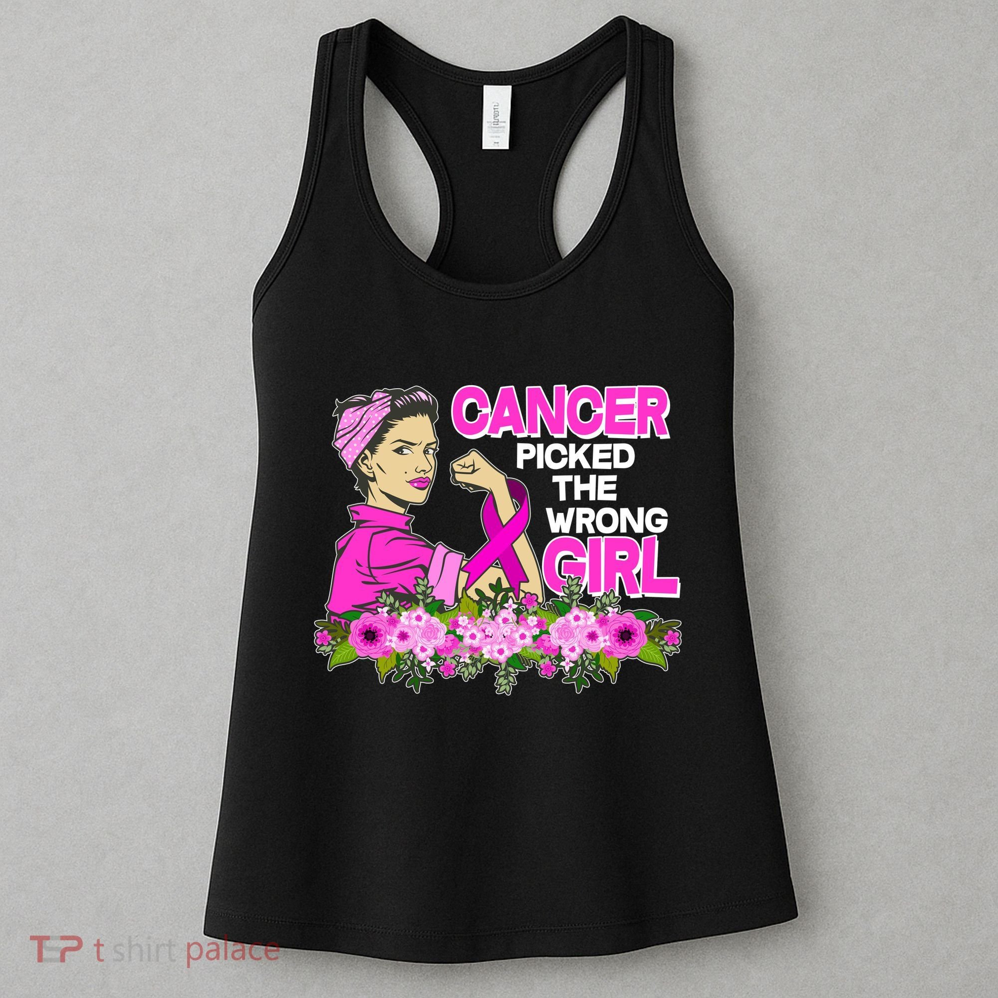 Breast Cancer Awareness Cancer Picked The Wrong Girl Warrior Women's Tank Top
