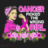 Breast Cancer Awareness Cancer Picked The Wrong Girl Warrior Hat thumb 2
