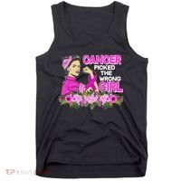 Breast Cancer Awareness Cancer Picked The Wrong Girl Warrior Tank Top thumb 0