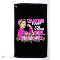 Breast Cancer Awareness Cancer Picked The Wrong Girl Warrior Golf Towel thumb 0