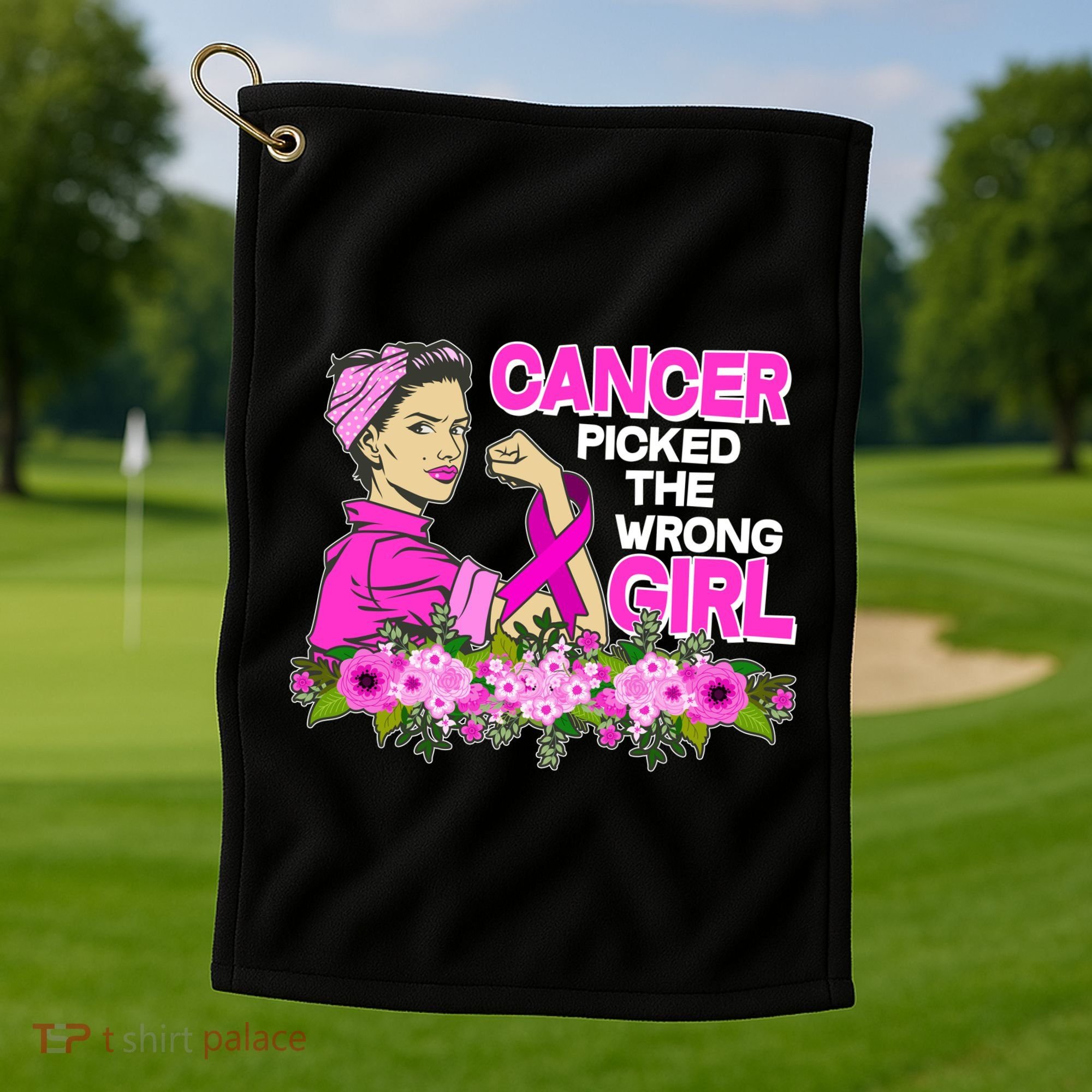 Breast Cancer Awareness Cancer Picked The Wrong Girl Warrior Golf Towel