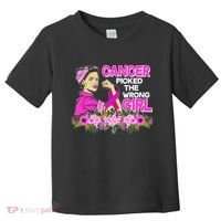 Breast Cancer Awareness Cancer Picked The Wrong Girl Warrior Toddler T-Shirt thumb 0