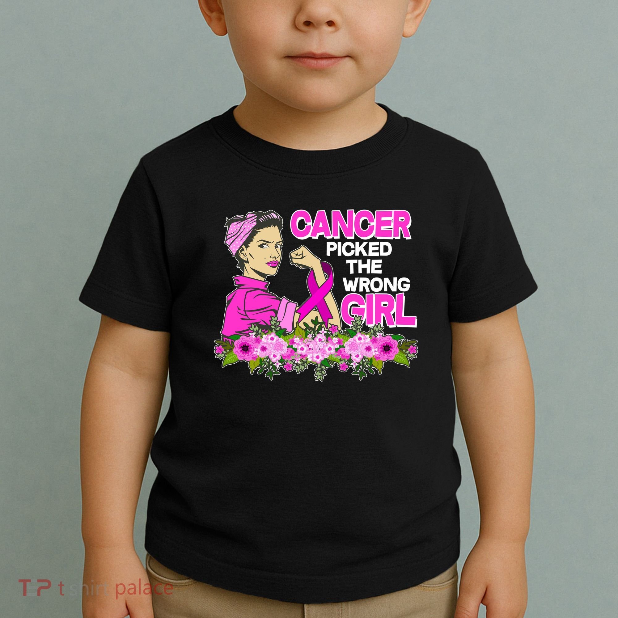 Breast Cancer Awareness Cancer Picked The Wrong Girl Warrior Toddler T-Shirt