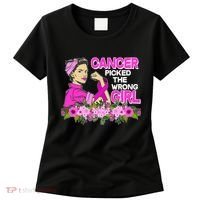 Breast Cancer Awareness Cancer Picked The Wrong Girl Warrior Women's T-Shirt thumb 0