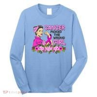 Breast Cancer Awareness Cancer Picked The Wrong Girl Warrior Long Sleeve Shirt thumb 0