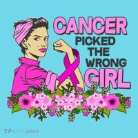 Breast Cancer Awareness Cancer Picked The Wrong Girl Warrior Long Sleeve Shirt thumb 2