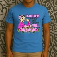 Breast Cancer Awareness Cancer Picked The Wrong Girl Warrior T-Shirt thumb 3