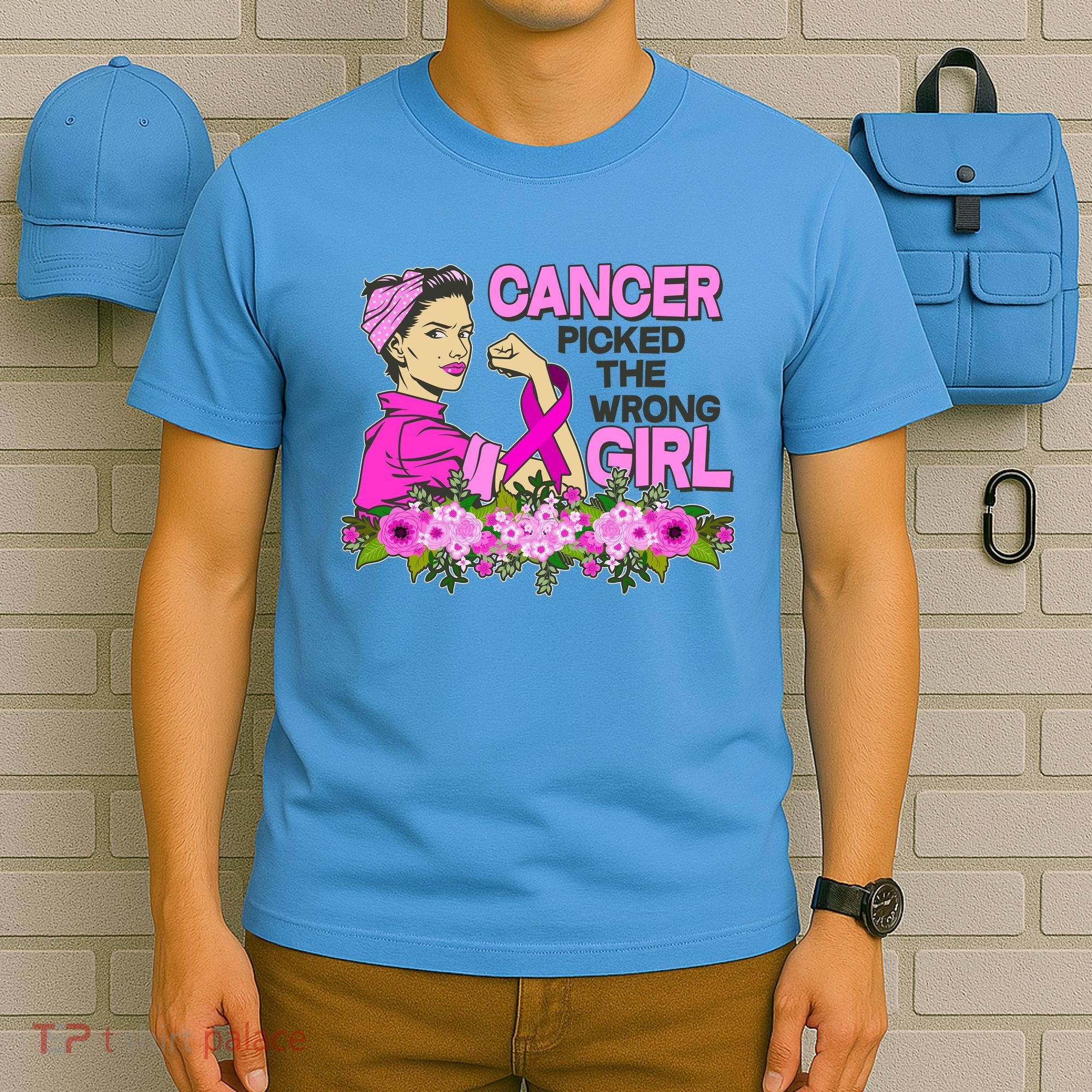 Breast Cancer Awareness Cancer Picked The Wrong Girl Warrior T-Shirt